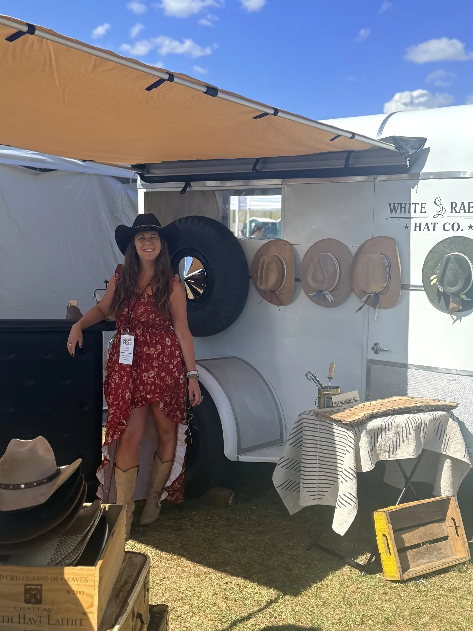 White Rabbit Hat Co. hat bar trailer setup